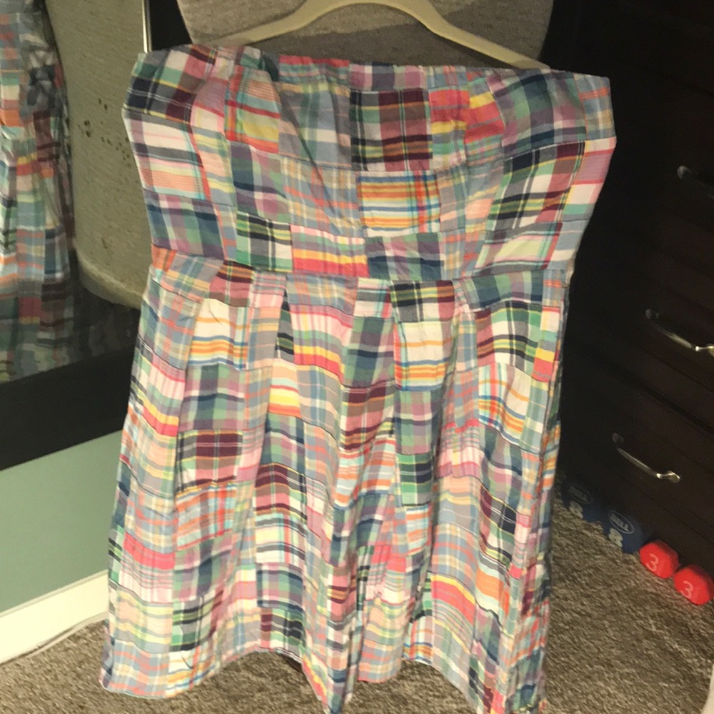 Madras strapless dress